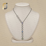 Solid 925 Silver Y Necklace Pave Diamond Jewelry Natural Multi Sapphire Necklace