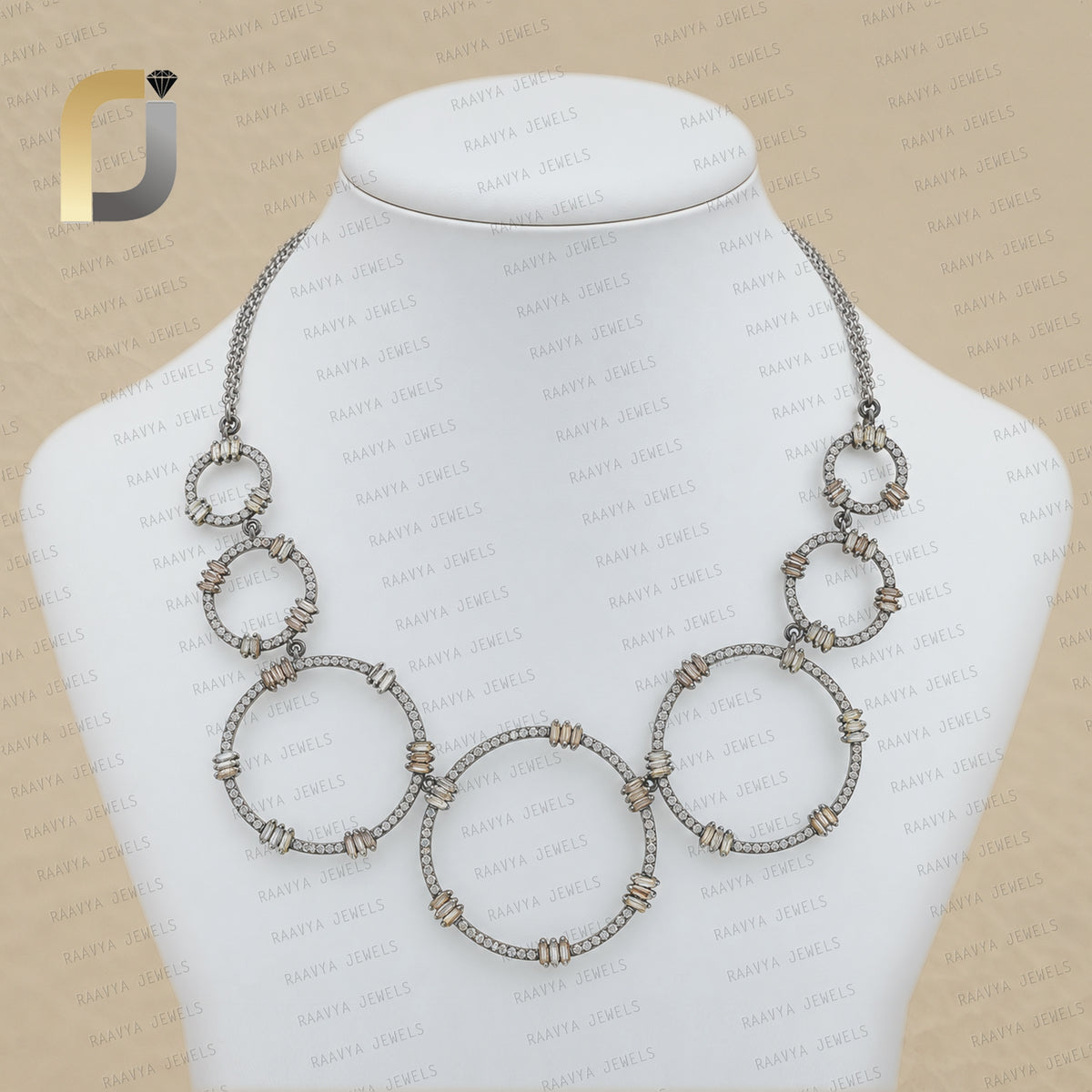 Diamond Designer Circle 925 Silver Choker Necklace Jewelry