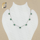 Emerald Gemstone Natural Diamond 925 Silver Chain Necklace Jewelry