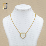 Solid 14k Yellow Gold Rainbow Moonstone Heart Charm Diamond Necklace