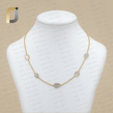 Solid 14k Yellow Gold Slice Polki Diamond Necklace Fine Jewelry