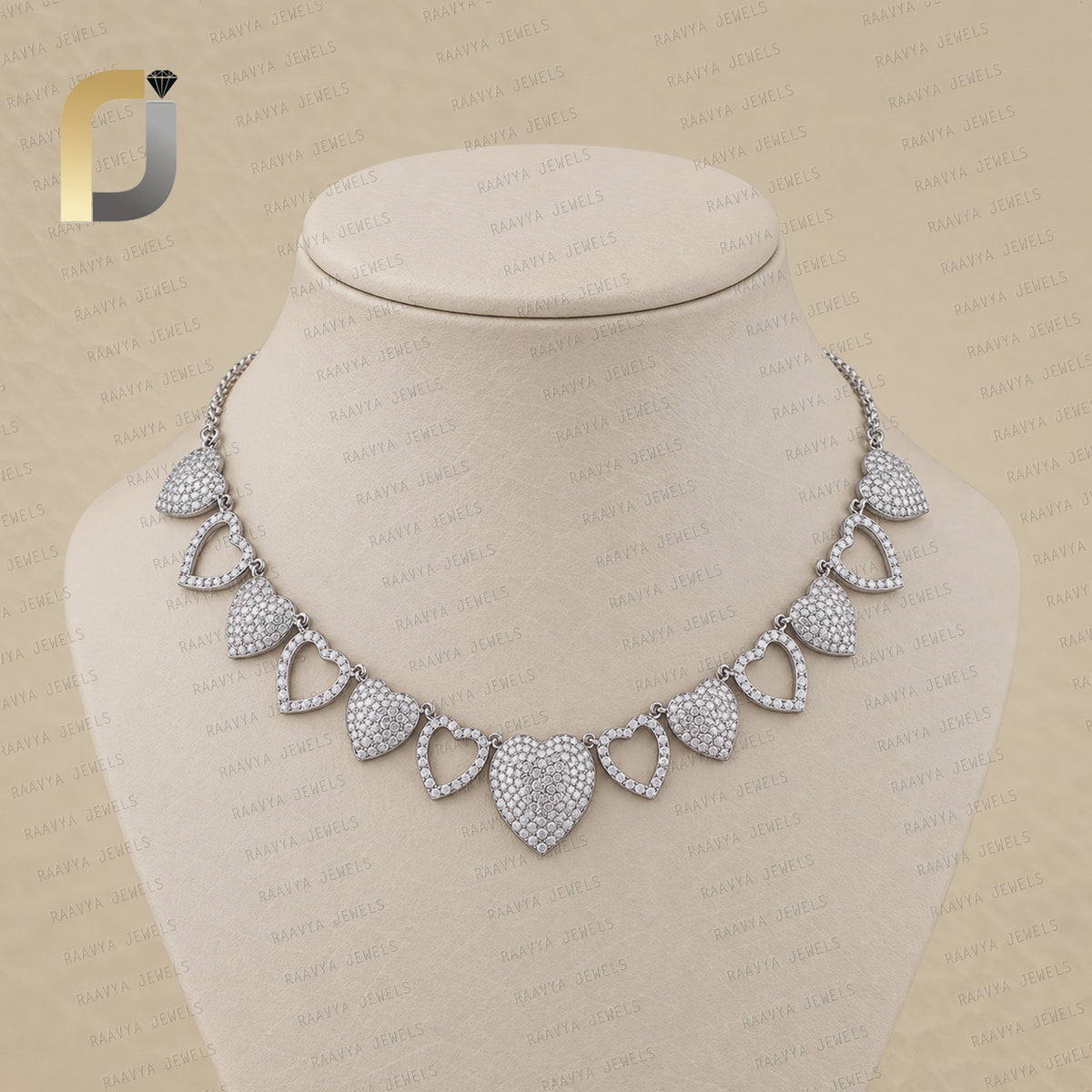 Champagne Diamond 925 Silver Heart Choker Necklace