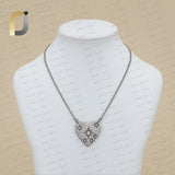 Oxidized 925 Silver Heart Charm Diamond Pendant Necklace