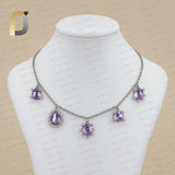 Multi Sapphire Gemstone Diamond Drop 925 Silver Chain Necklace Jewelry