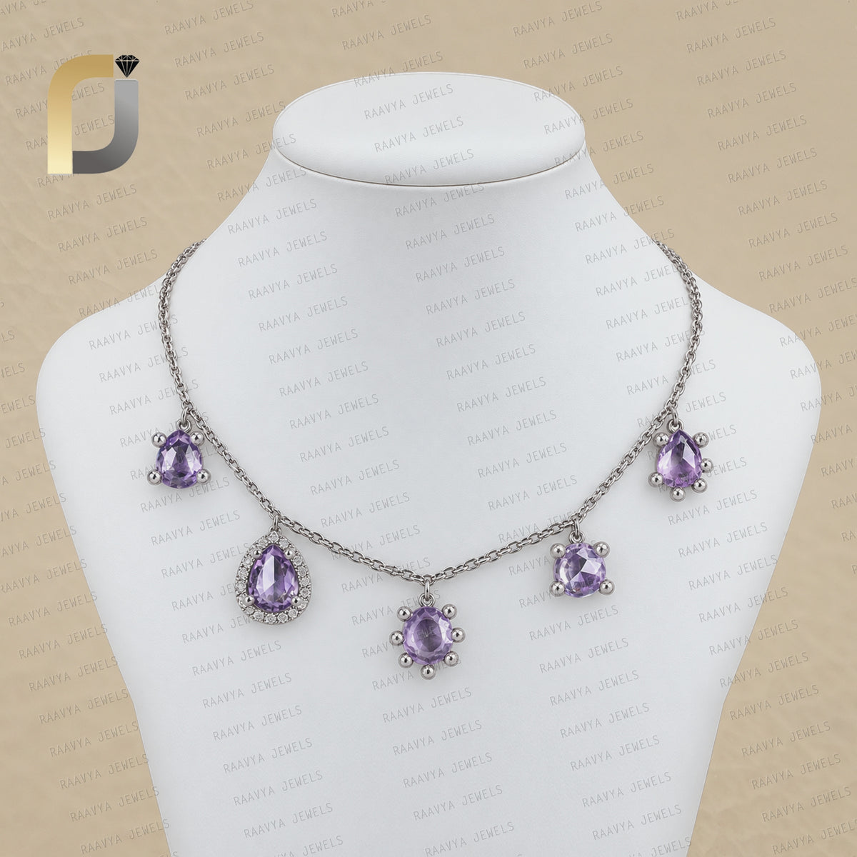 Multi Sapphire Gemstone Diamond Drop 925 Silver Chain Necklace Jewelry