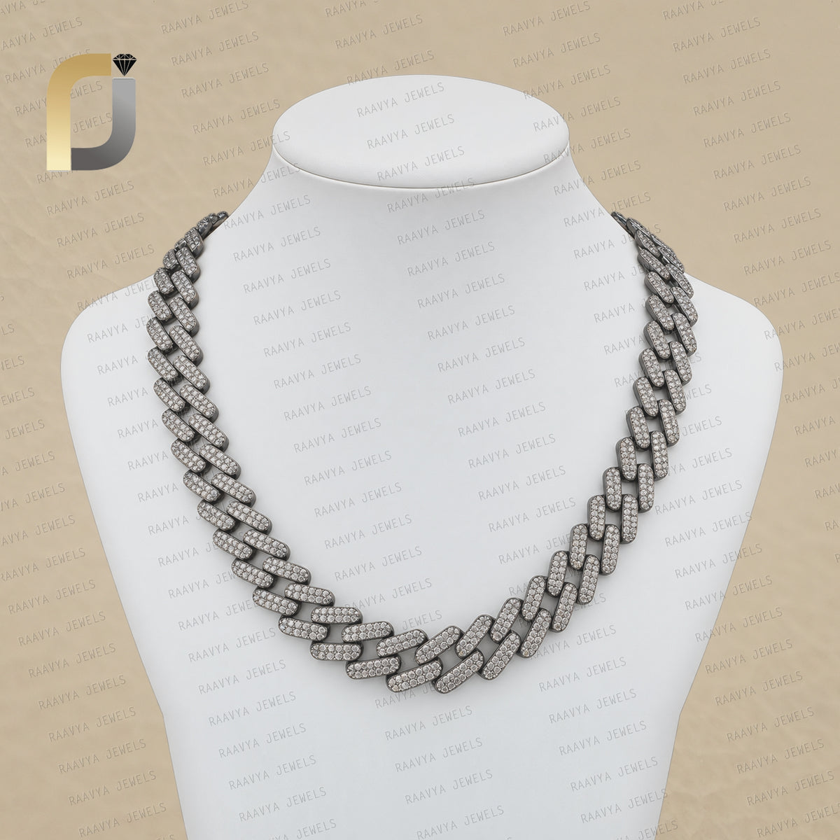 Champagne Diamond Link Chain Necklace Hip Hop Jewelry