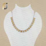 Citrine Gemstone Pave Diamond 925 Silver Choker Necklace Jewelry
