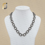 Pave Diamond Link Chain 925 Silver Necklace Jewelry