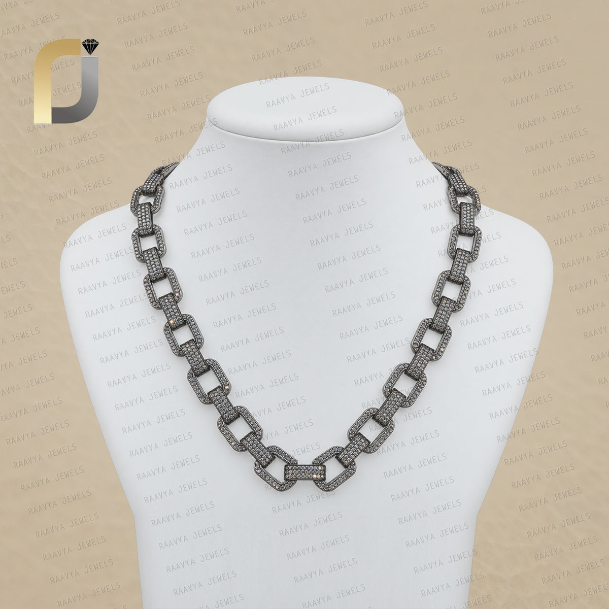 Pave Diamond Link Chain 925 Silver Necklace Jewelry
