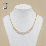 Solid 14k Yellow Gold Chain Necklace Natural Pave Diamond Disc Jewelry