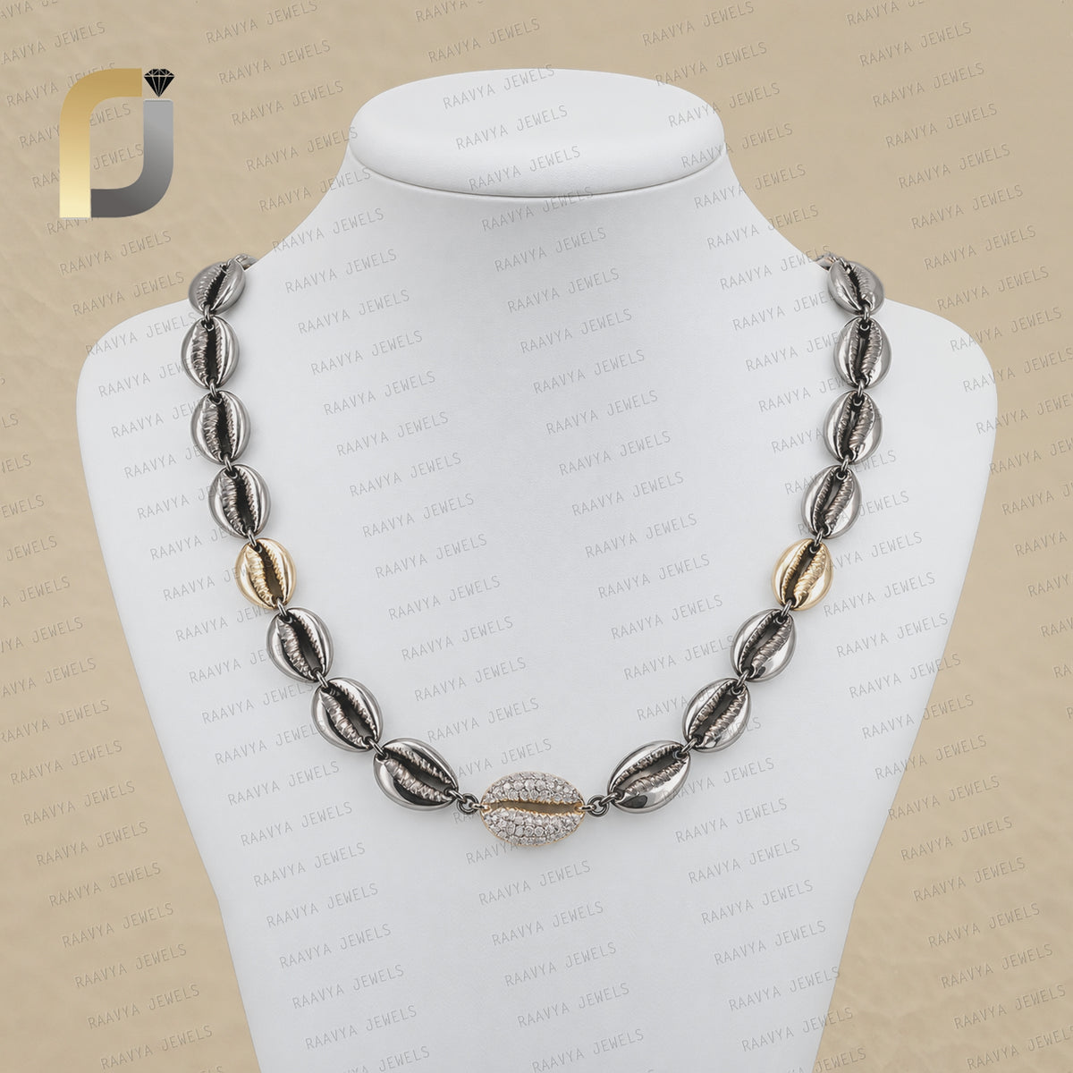 14k Gold Diamond, 925 Silver Cowrie Shell Necklace Jewelry