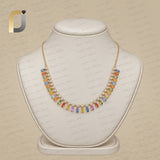 Multi Sapphire Gemstone Diamond 14k Gold Dainty Necklace Fine Jewelry