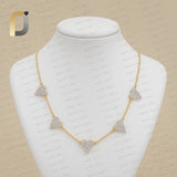 Solid 14k Yellow Gold Heart Charm Necklace Natural Pave Diamond Jewelry
