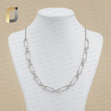 14k White Gold Diamond Safety Pin Necklace Fine Jewelry