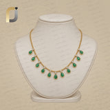 Natural Emerald Drops 14k Yellow Gold Diamond Ball Chain Necklace Fine Jewelry