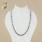 Pave Diamond Emerald Gemstone 925 Silver Chain Choker Necklace Jewelry