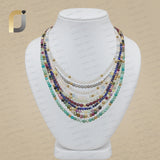 Multi Gemstone 14k Gold Beaded Necklace Jewelry