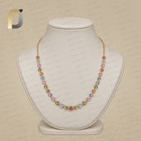 Solid 14k Yellow Gold Necklace Natural Multi Sapphire Jewelry
