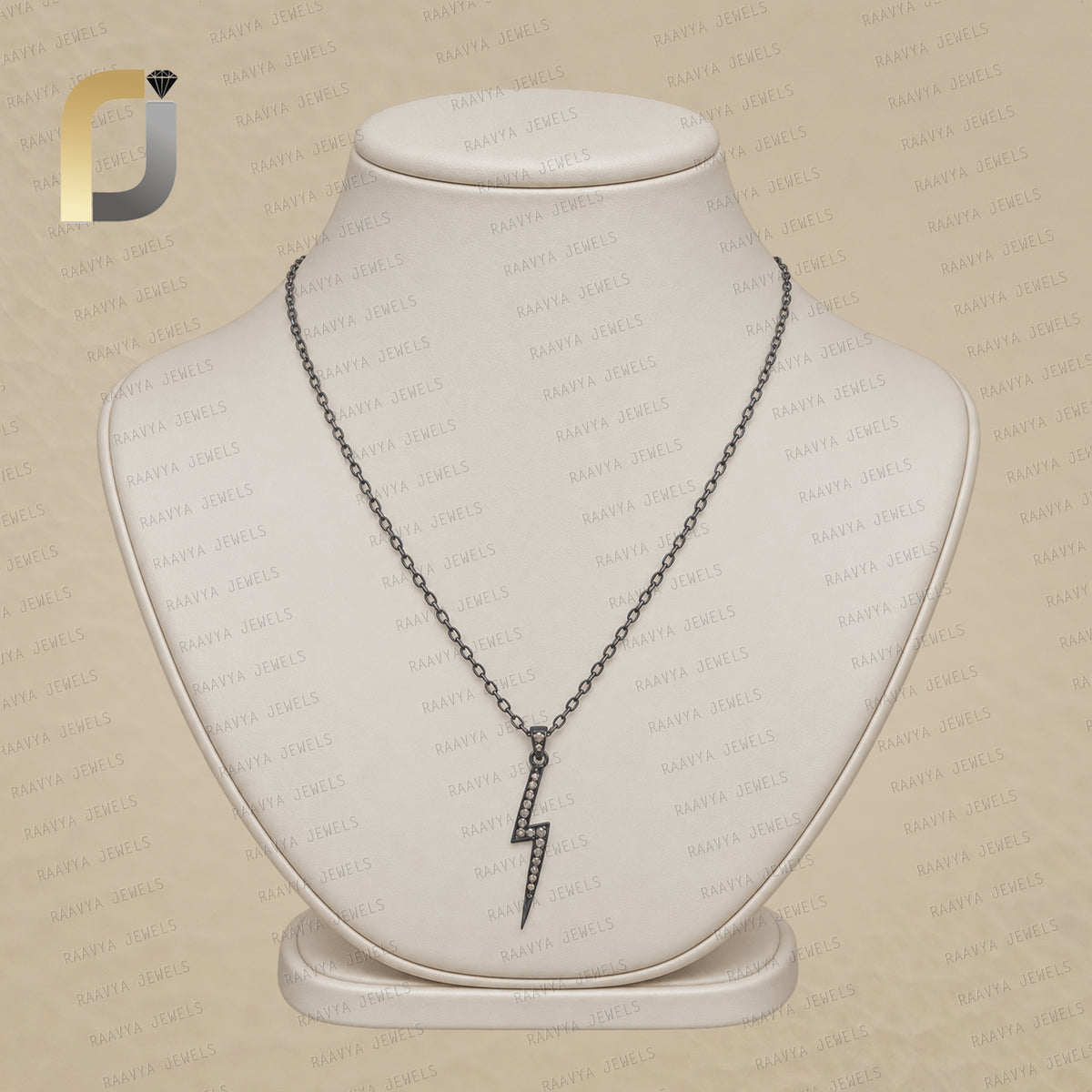925 Silver Pave Diamond Thunder Pendant Necklace Jewelry