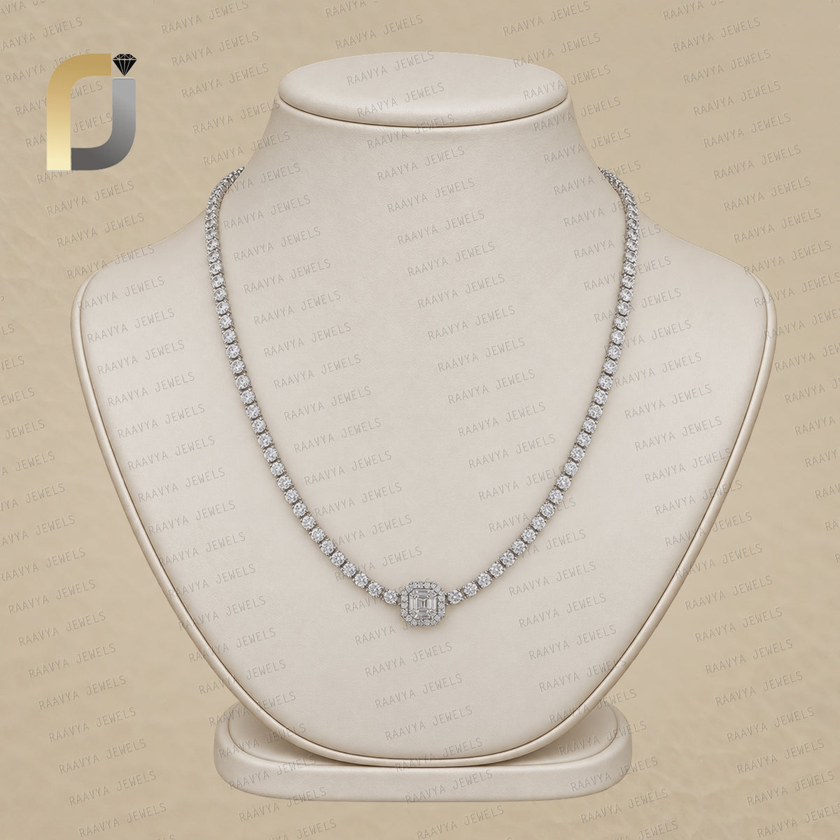 Solid 14k White Gold Natural Diamond Necklace Fine Jewelry