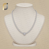 Pie Cut Diamond Heart 14k White Gold Designer Tennis Necklace Fine Jewelry