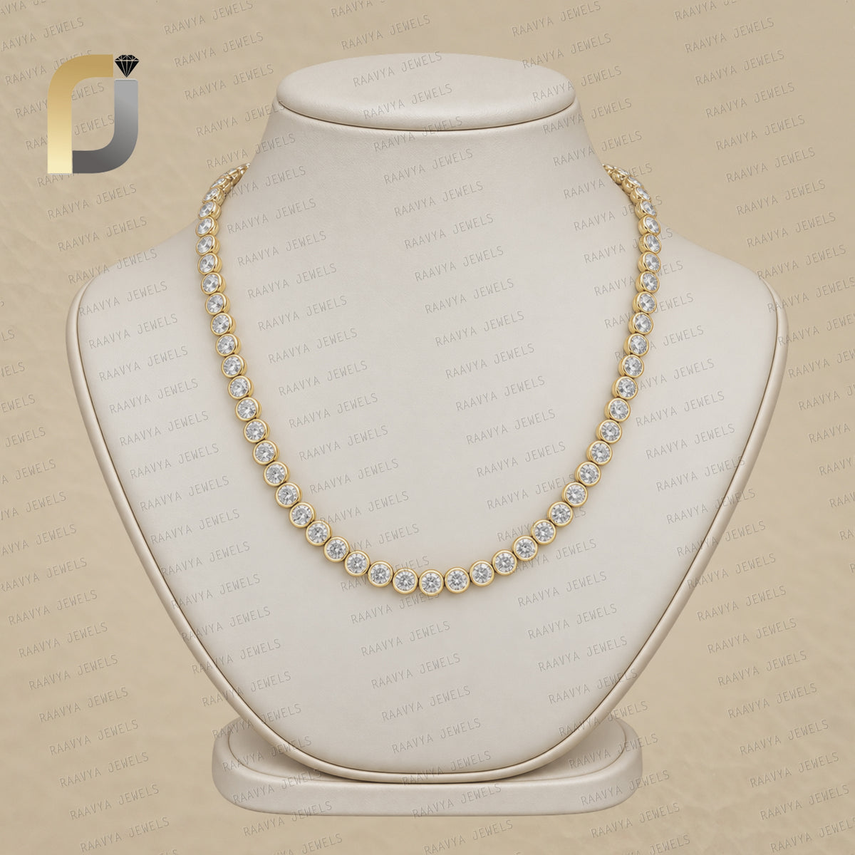 Double Cut White Diamond 14K Solid Yellow Gold Necklace
