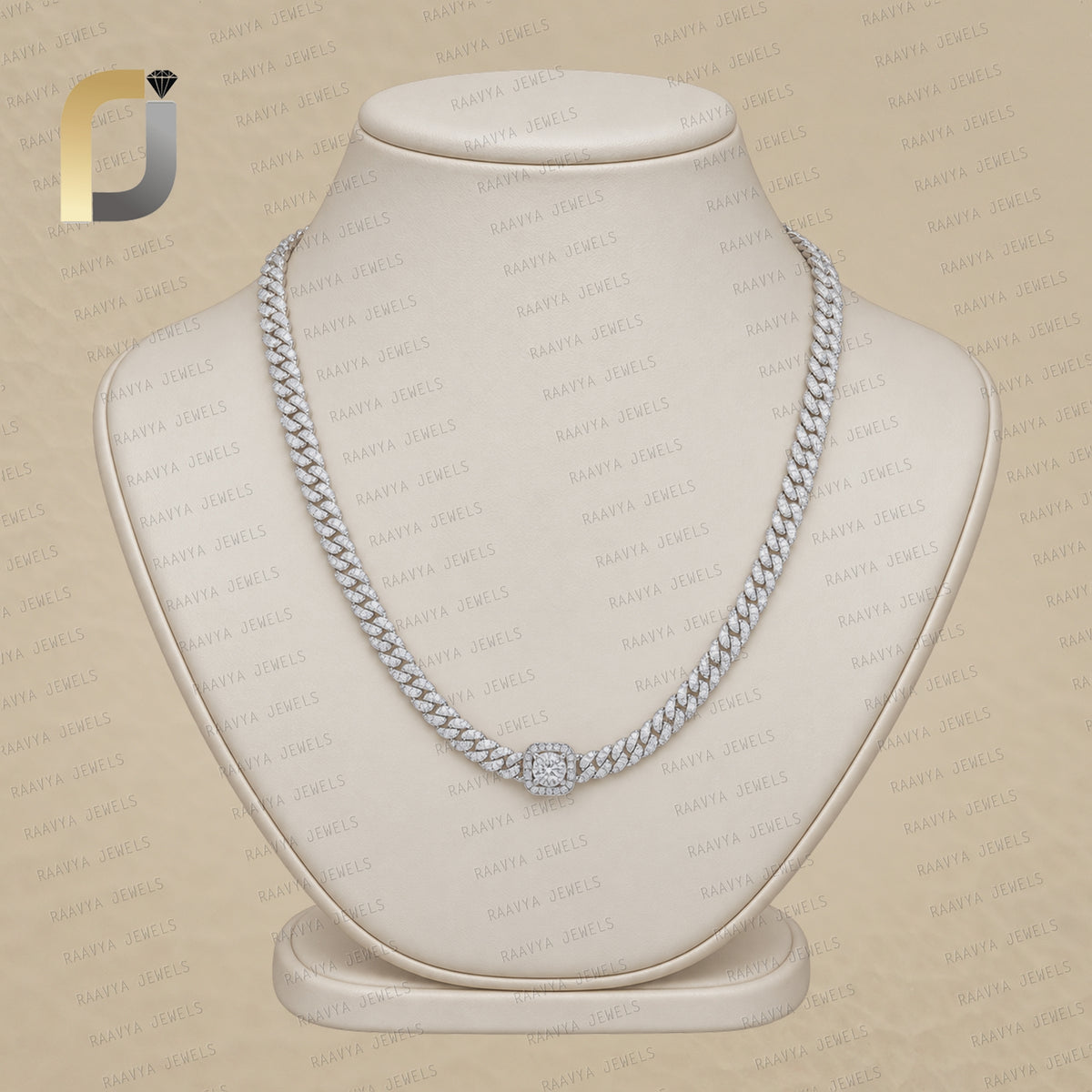 Double Cut White Diamond 14K Solid Yellow Gold Necklace