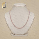 14K Solid Yellow Gold Round Pink Sapphire Tannis Necklace