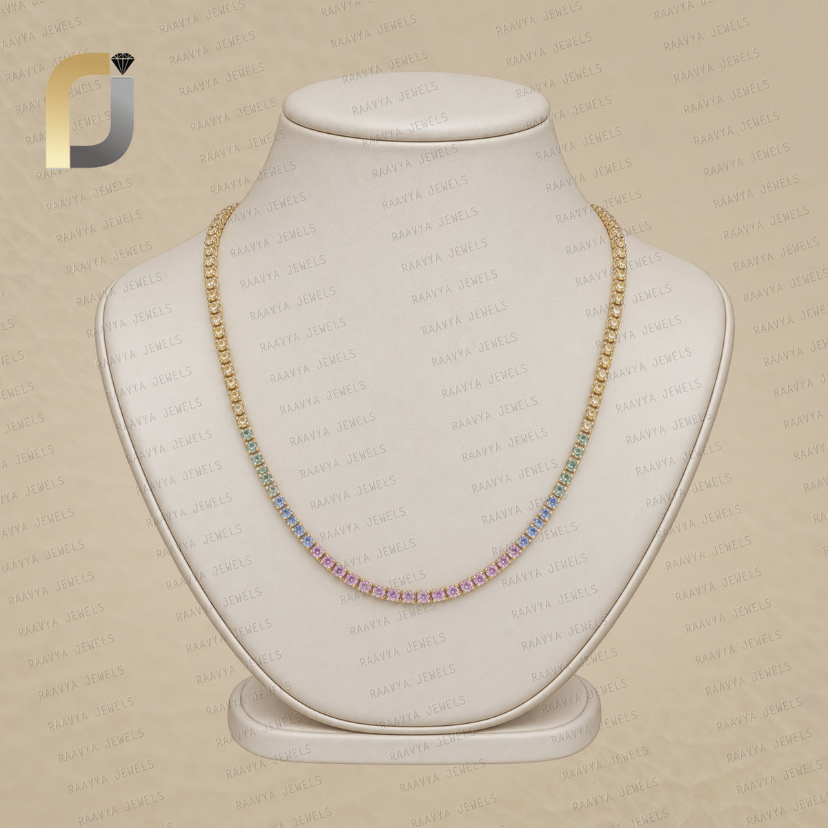 Multi Sapphire Gemstone 14K Solid Yellow Gold Sapphire Tannis Necklace