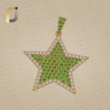 925 Silver Yellow Plating with Brown Diamond & CHROME DIOPSIDE Pendant