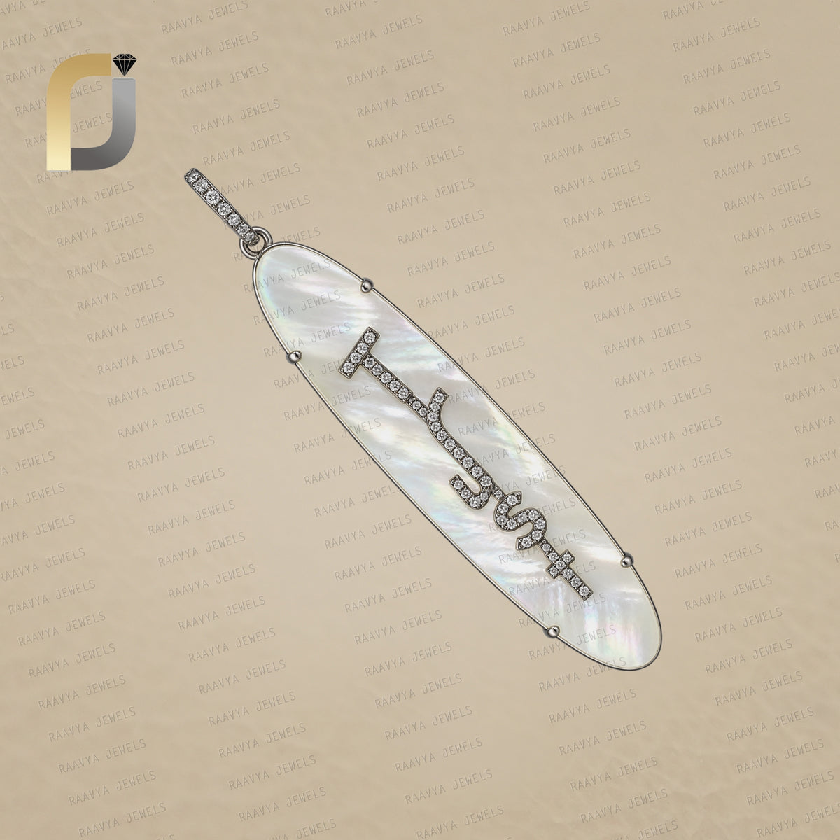 Diamond Trust Charm MOP Silver Pendant Jewelry