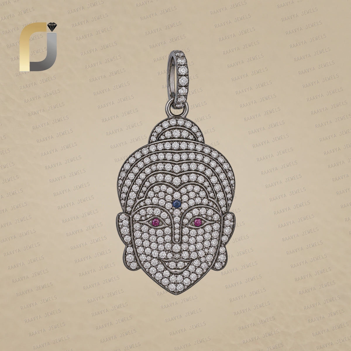 Pave diamond Silver Buddha Pendant Jewelry