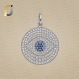 Evil Eye Charm Natural Diamond Blue Sapphire 925 Silver Pendant