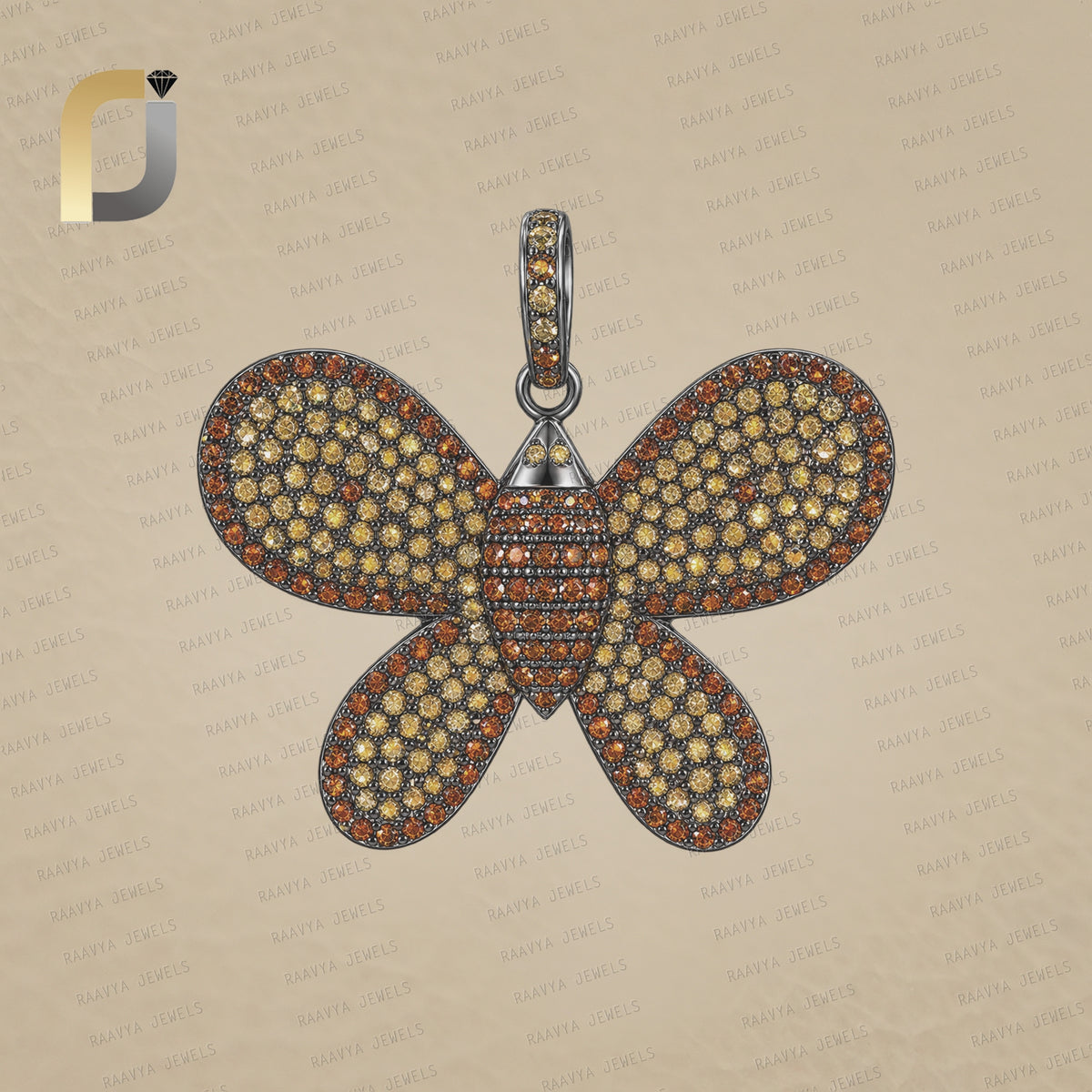 925 Silver Citrine Butterfly Pendant