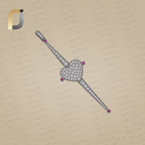 Pave Diamond Heart Bar Stick Silver Pendant Jewelry