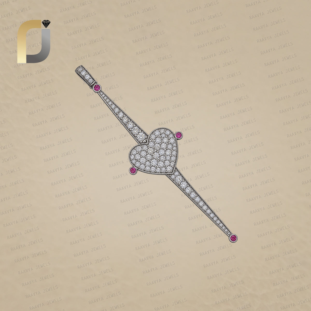 Pave Diamond Heart Bar Stick Silver Pendant Jewelry
