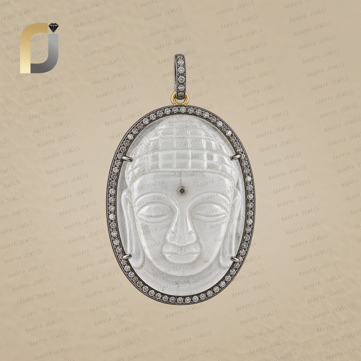 Pave Diamond Rainbow Moonstone Buddha Pendant Jewelry