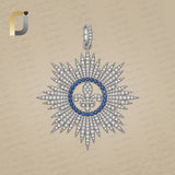 Pave Diamond Silver Starburst Penant & Charm