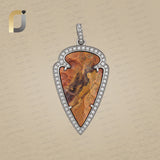 Pave Diamond 925 Silver Arrowhead Stone Pendant Jewelry