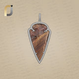 Tiger's Eye Gemstone 925 Silver Diamond Charm Pendant