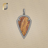 Stone Arrowhead 925 Silver Pave Diamond Pendant