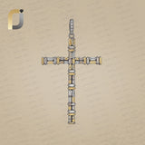 Baguette Diamond Religious Cross Pendant 925 Silver Jewelry