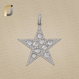 Pave Diamond Solid 925 Silver Star Pendant Slice Diamond Charm Jewelry
