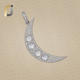 Solid 925 Silver Moon Charm Pendant Pave Diamond Jewelry