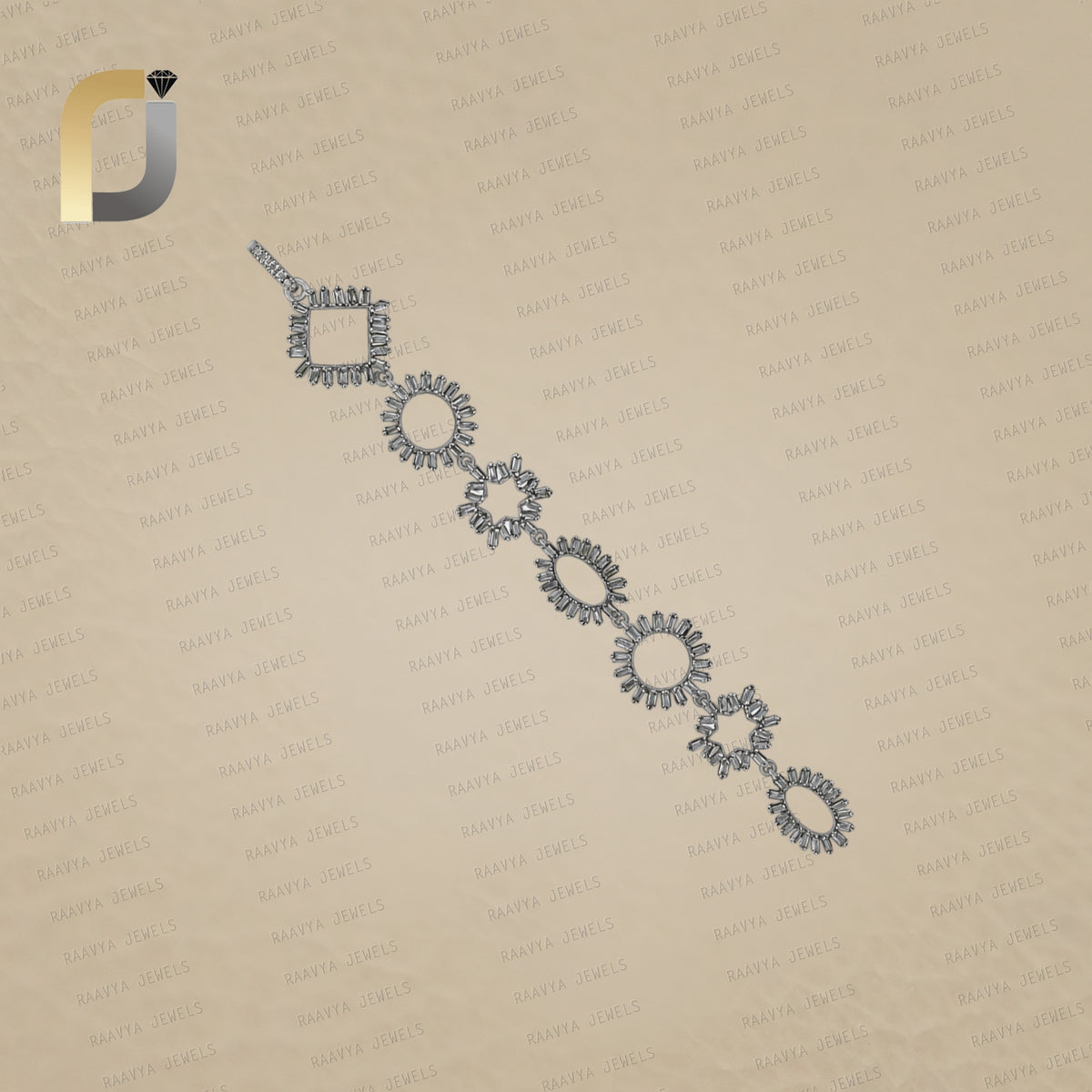 925 Silver Baguette Diamond Long Pendant