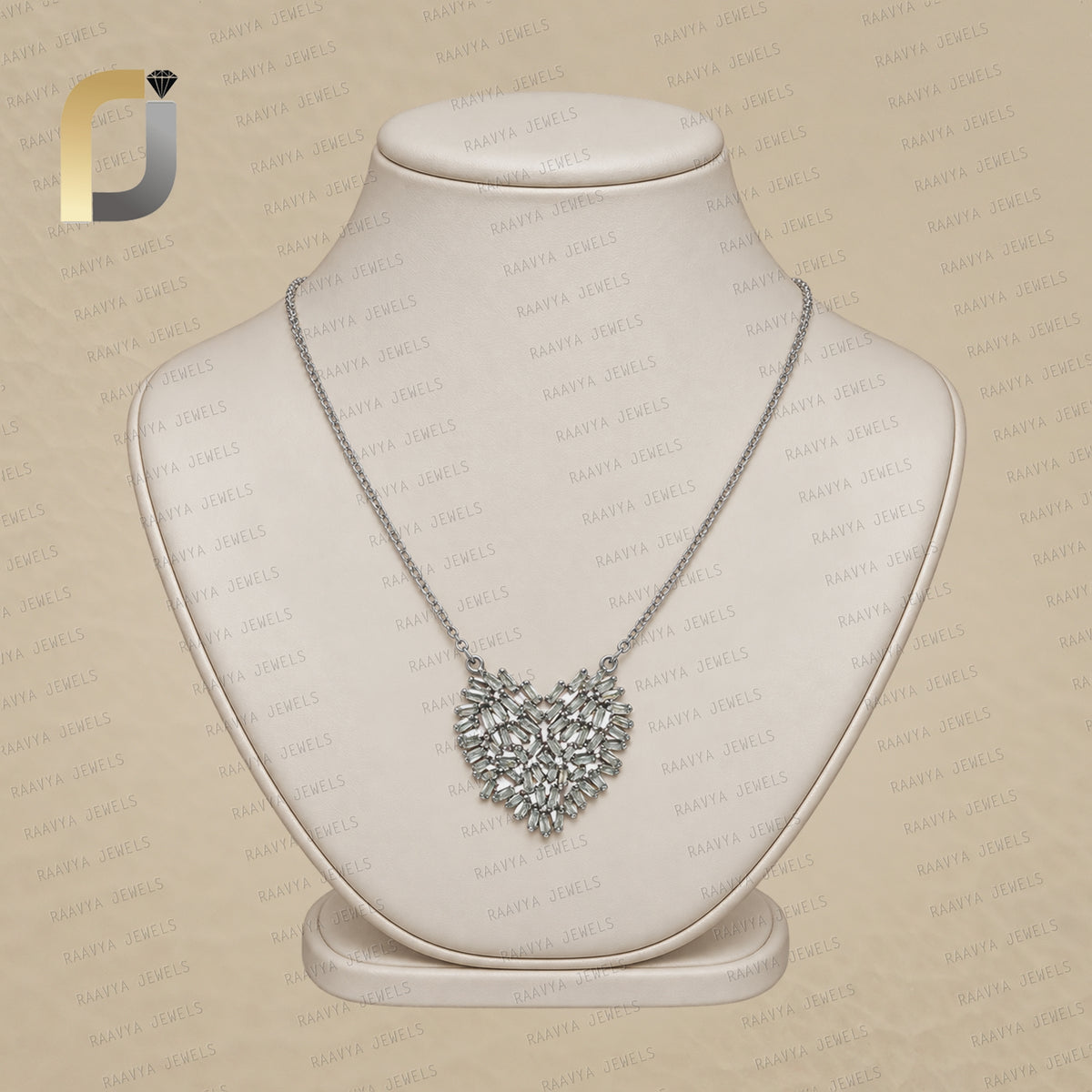 Baguette Diamond Heart Pendant Necklace Jewelry