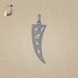 Slice, Champagne Diamond Oxidized 925 Silver Tooth Pendant Jewelry