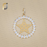 Star Charm Diamond Rainbow Moonstone 925 Silver Pendant Jewelry