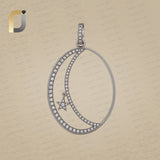 Crescent Moon Star 925 Silver Oxidized Pendant Jewelry