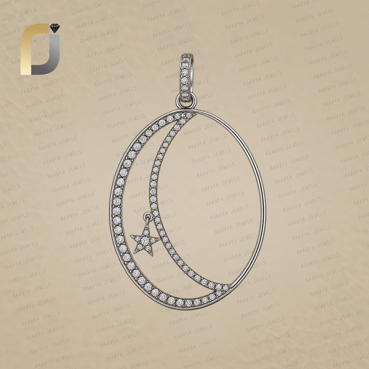 Crescent Moon Star 925 Silver Oxidized Pendant Jewelry